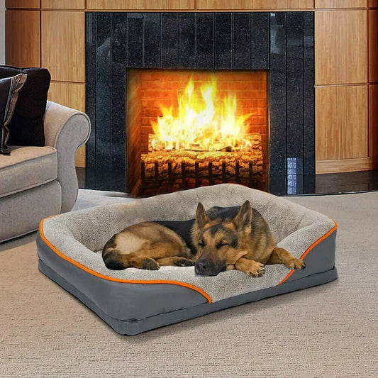 Large Orthopaedic Dog Bed with Bolster Sides and Waterproof Lining